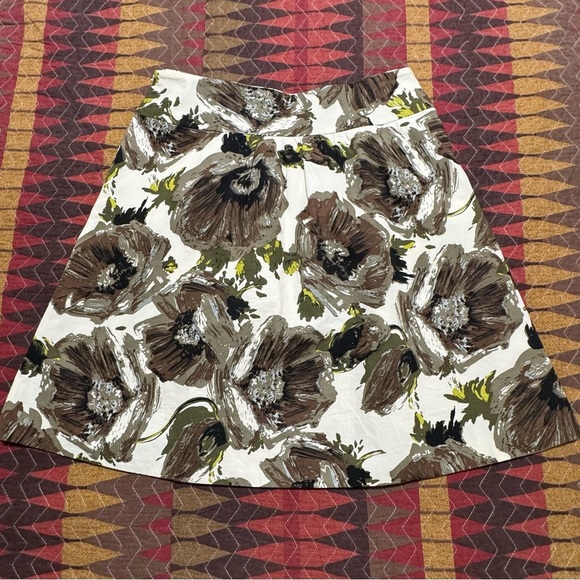 J.Crew Size 6 Floral Cotton A-Line Lined Pleated Skirt Pockets - Picture 12 of 12